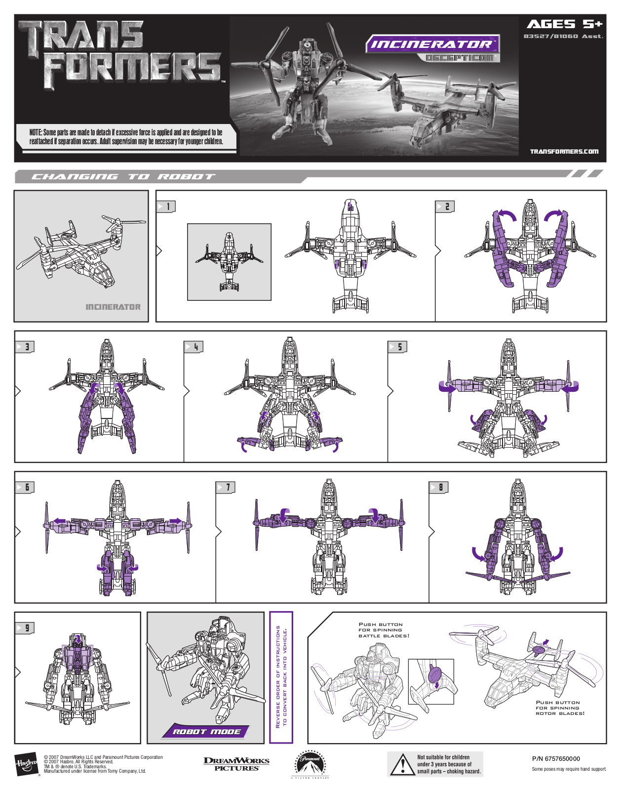 HASBRO Transformers Voyager Incinerator User Manual