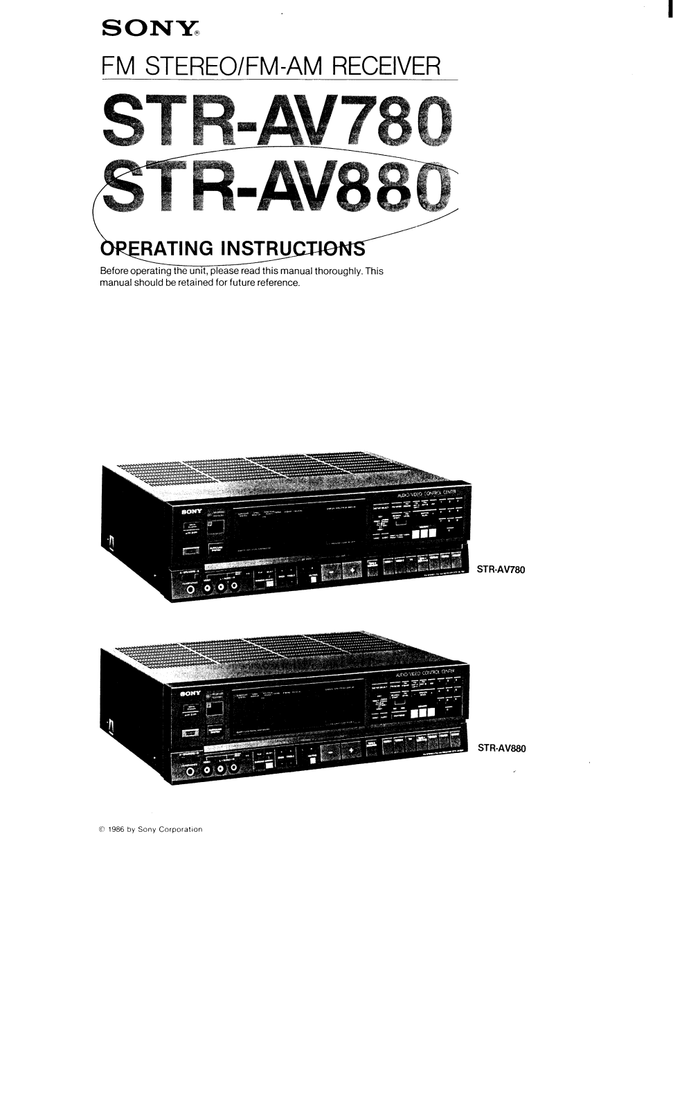 Sony STR-AV880 Operating Instruction