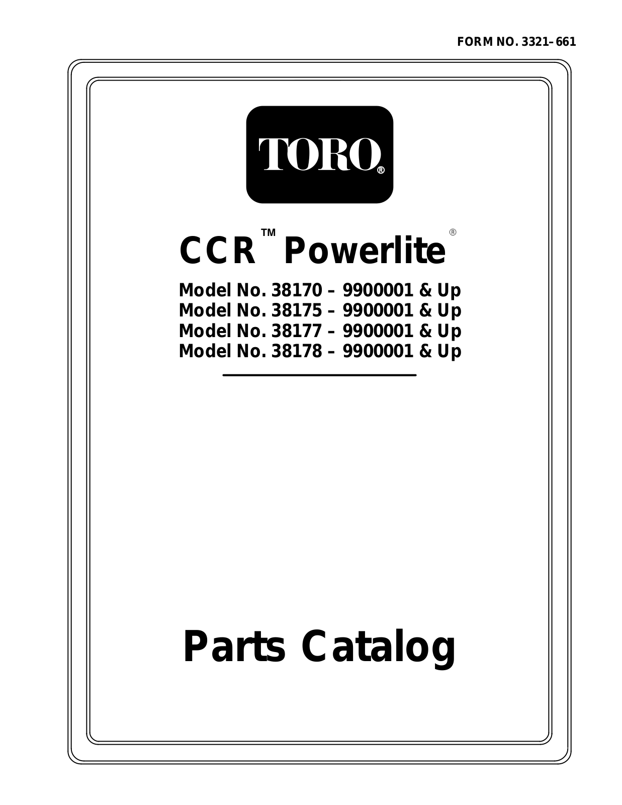 Toro 38170, 38175, 38177, 38178 Parts Catalogue