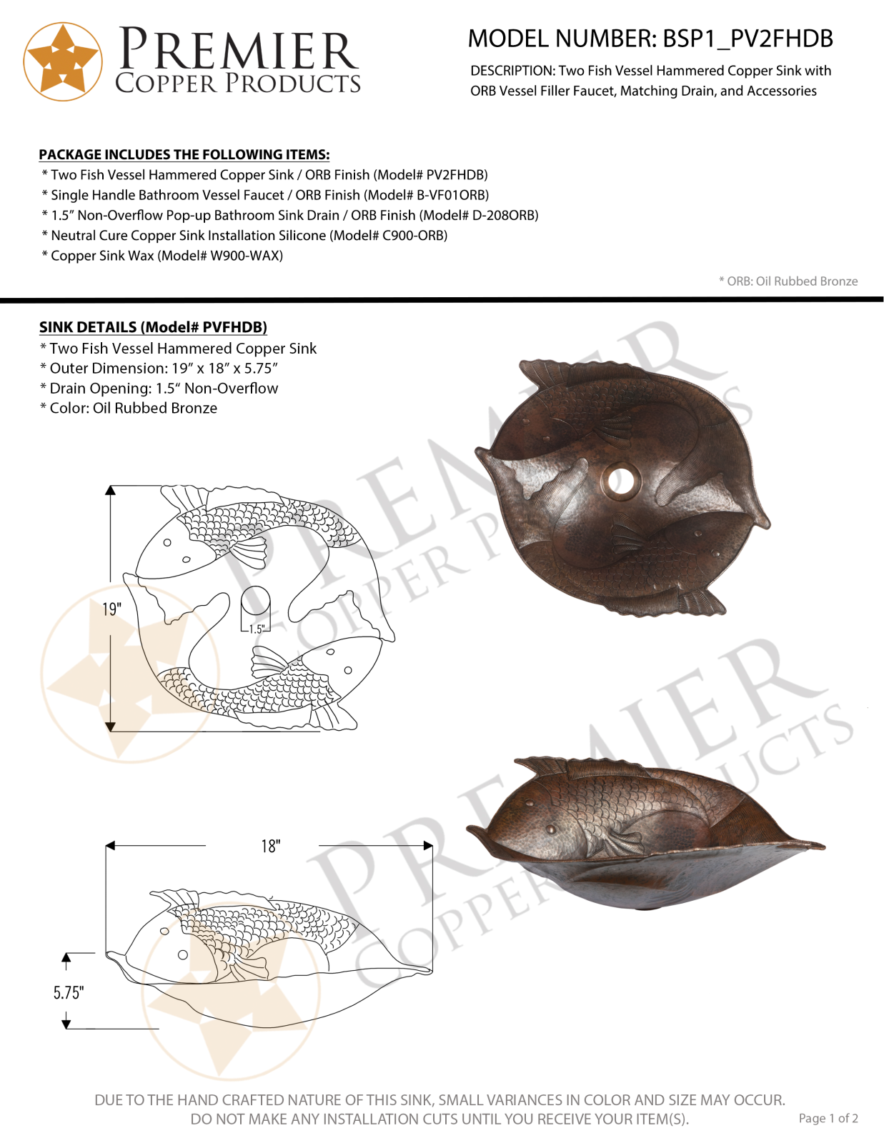 Premier Copper Products IER1926 Specifications - ManualMachine.com