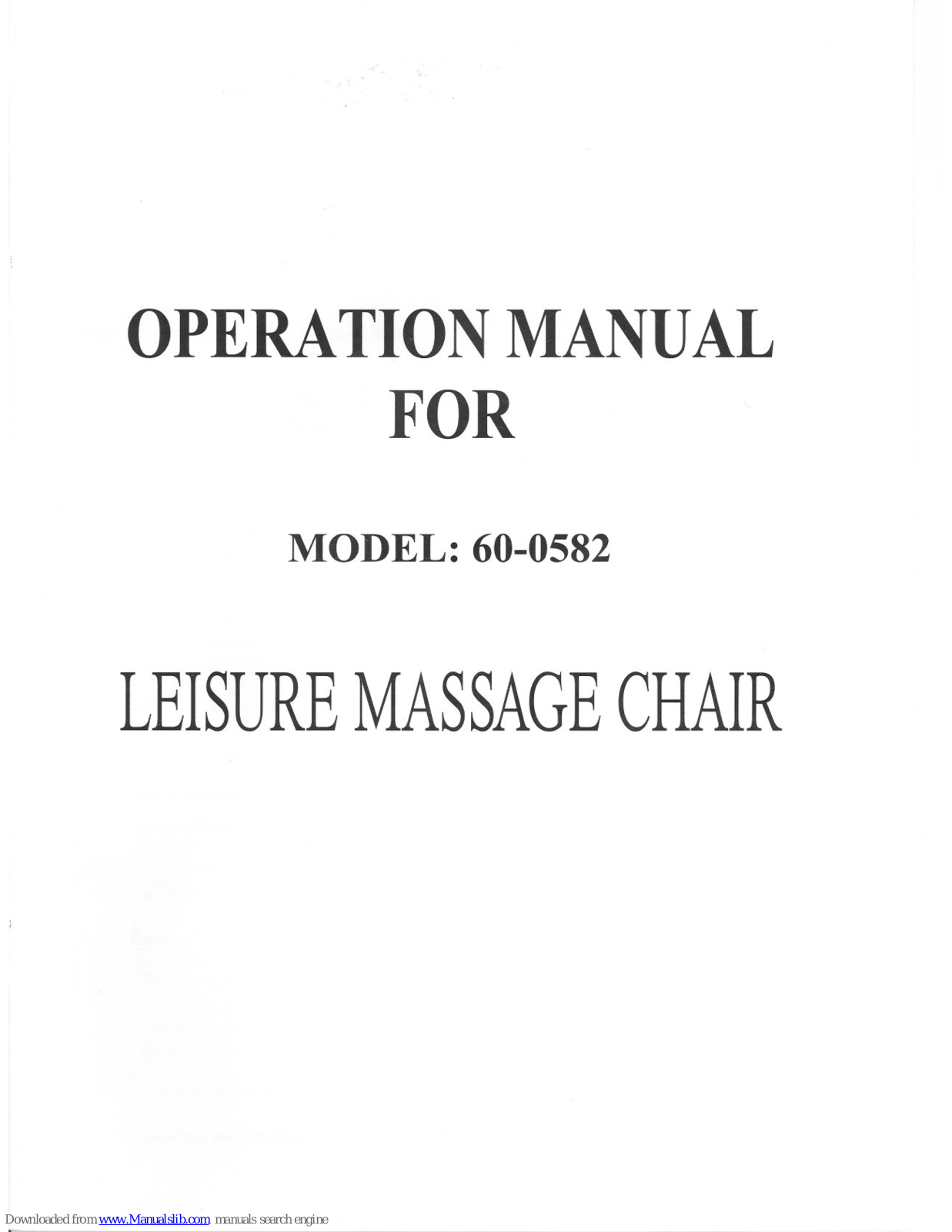 Leisure 60-0582 Operation Manual