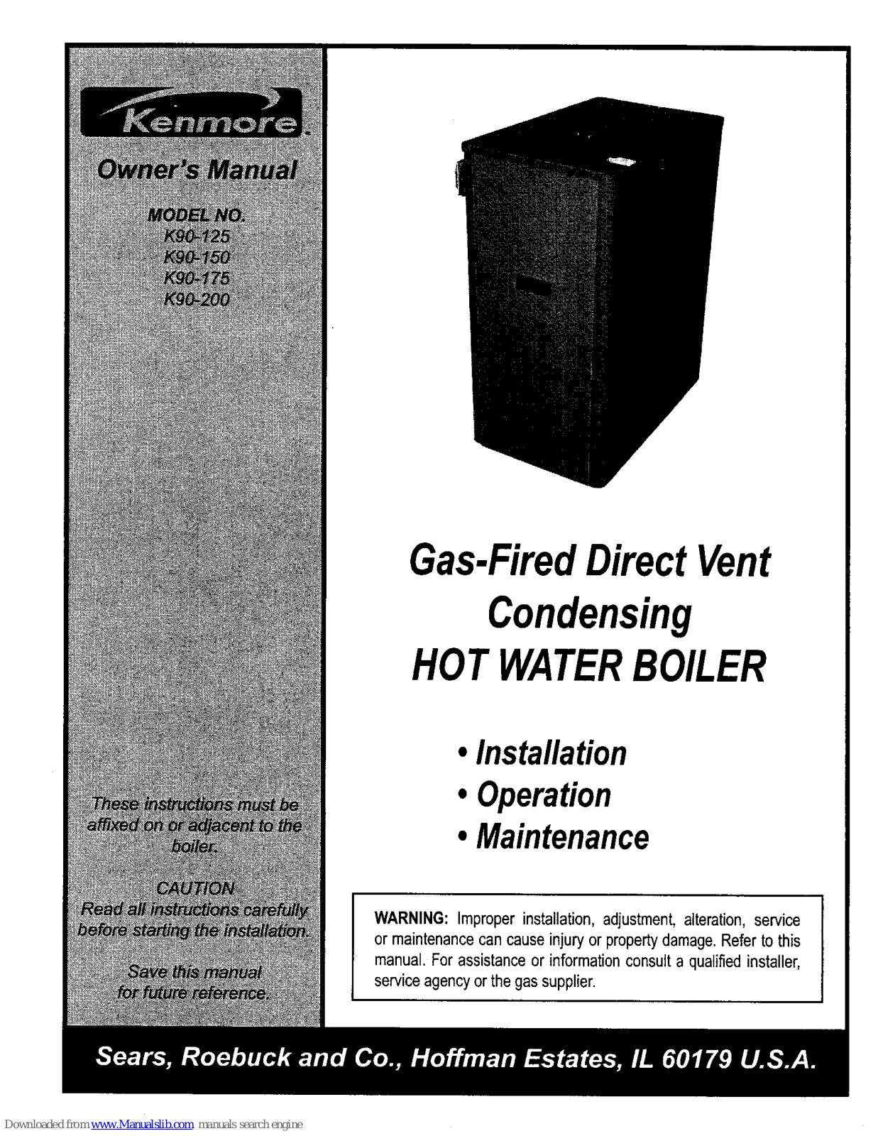 Kenmore K90-150, K90-125, K90-200, K90-175 Owner's Manual - ManualMachine.com