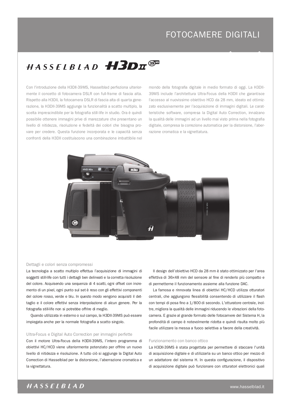 Hasselblad H3DII-MS39 DATASHEET