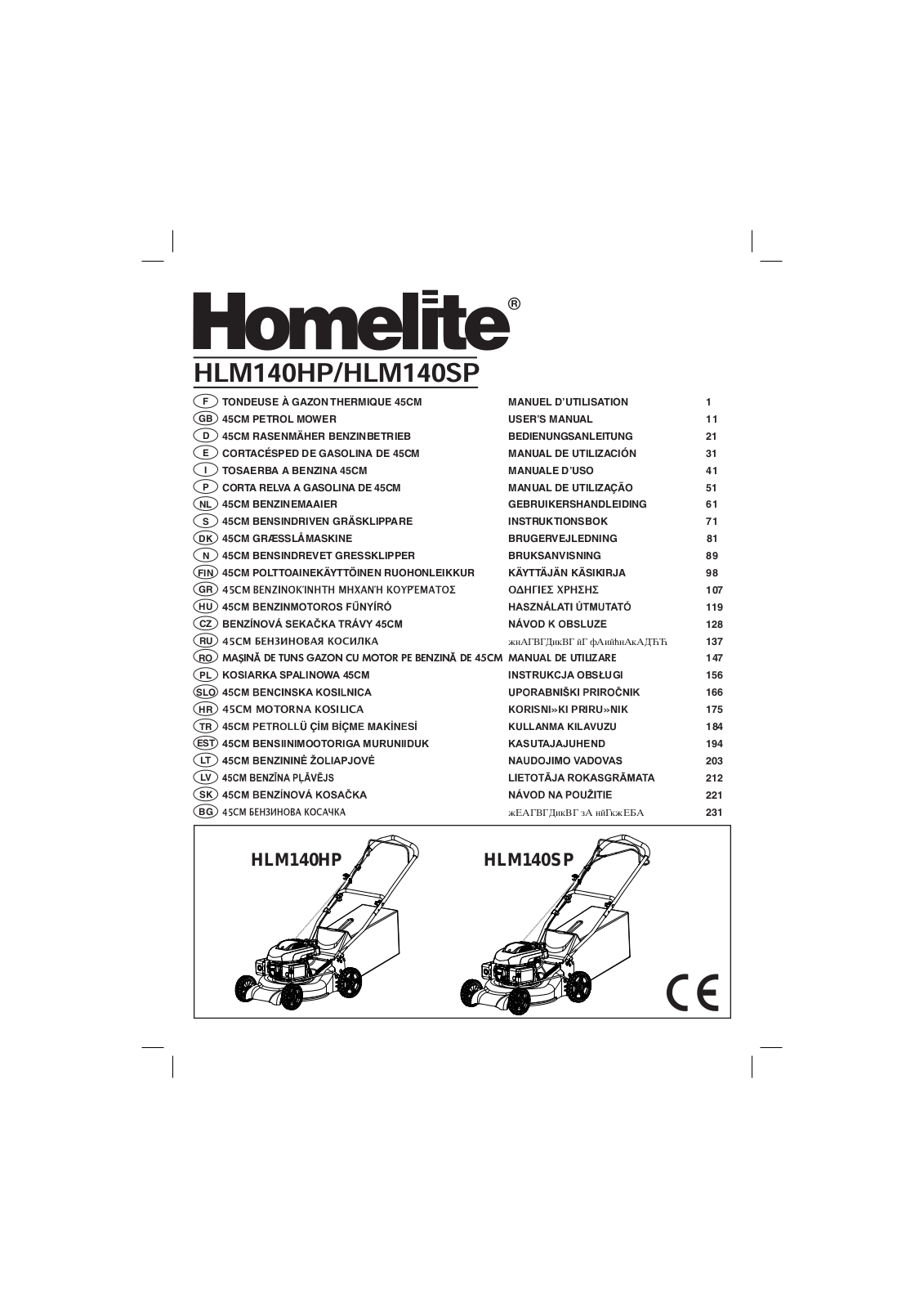 Homelite HLM 140 SP User Manual