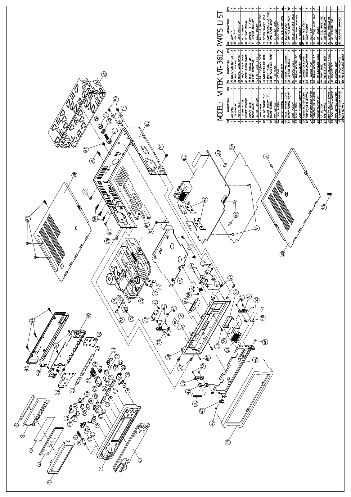 VITEK VT-3612 Exploded Parts List