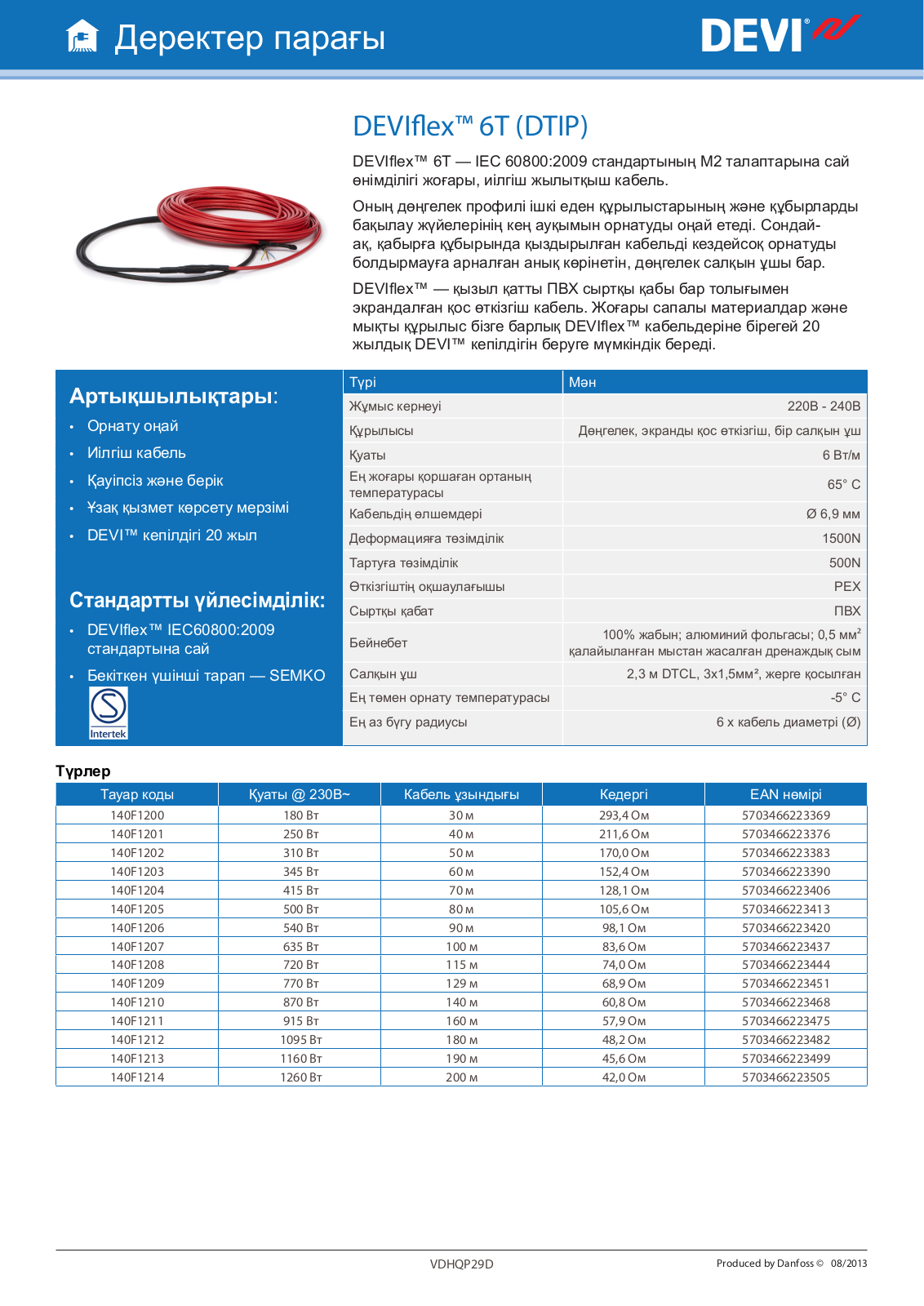 Danfoss RA-U 10, RA-U Data sheet