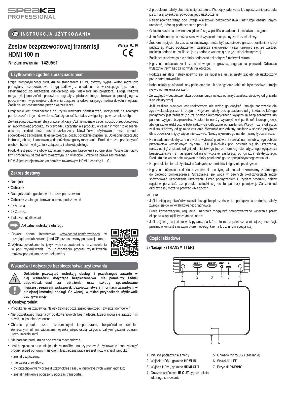 SpeaKa Professional 1420551 Instructions