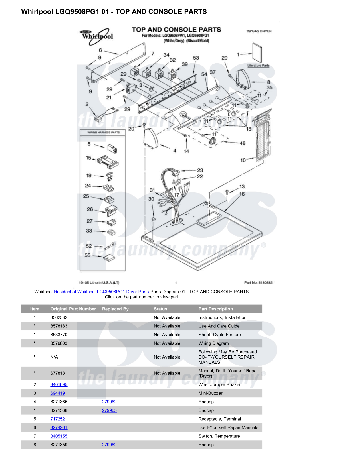 Whirlpool LGQ9508PG1 Parts Diagram