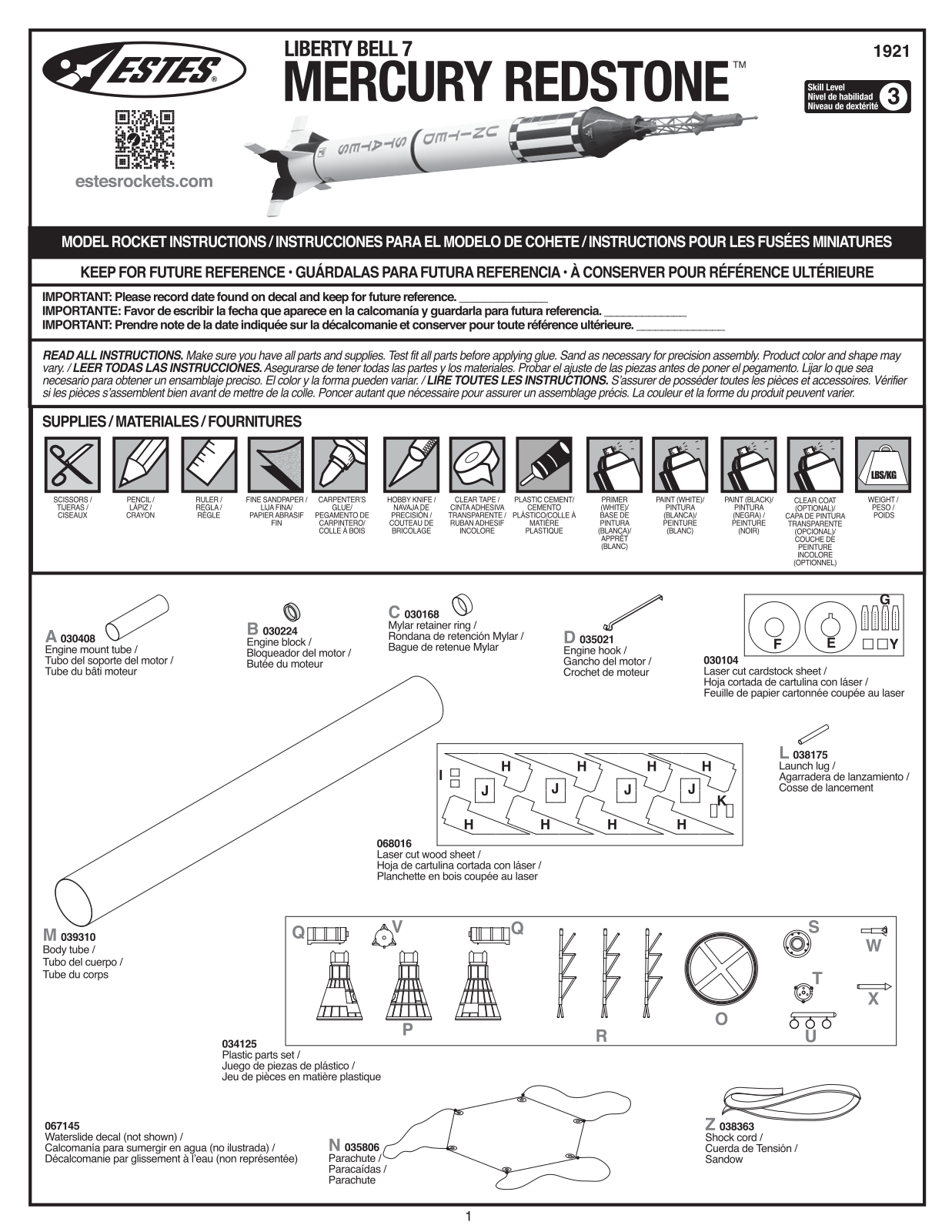 Estes Mercury Redstone, 1921 User guide - ManualMachine.com