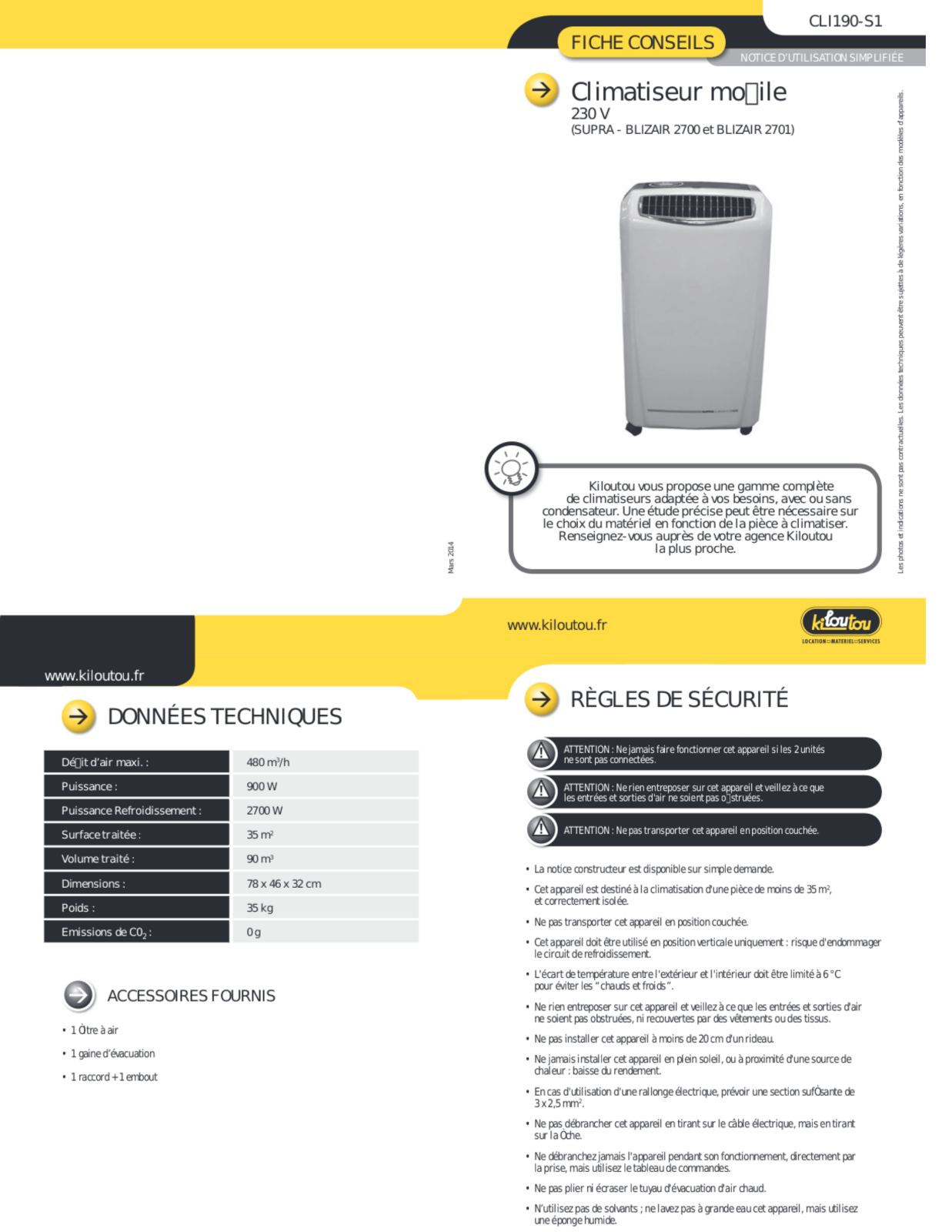 SUPRA Blizair 2700 User Manual