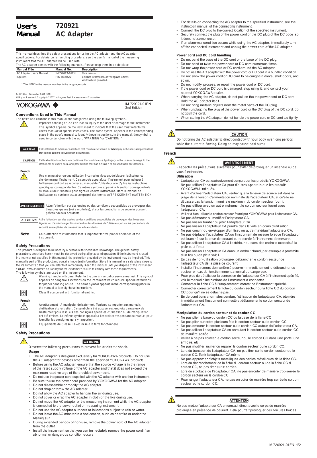 YOKOGAWA 720921 User Manual