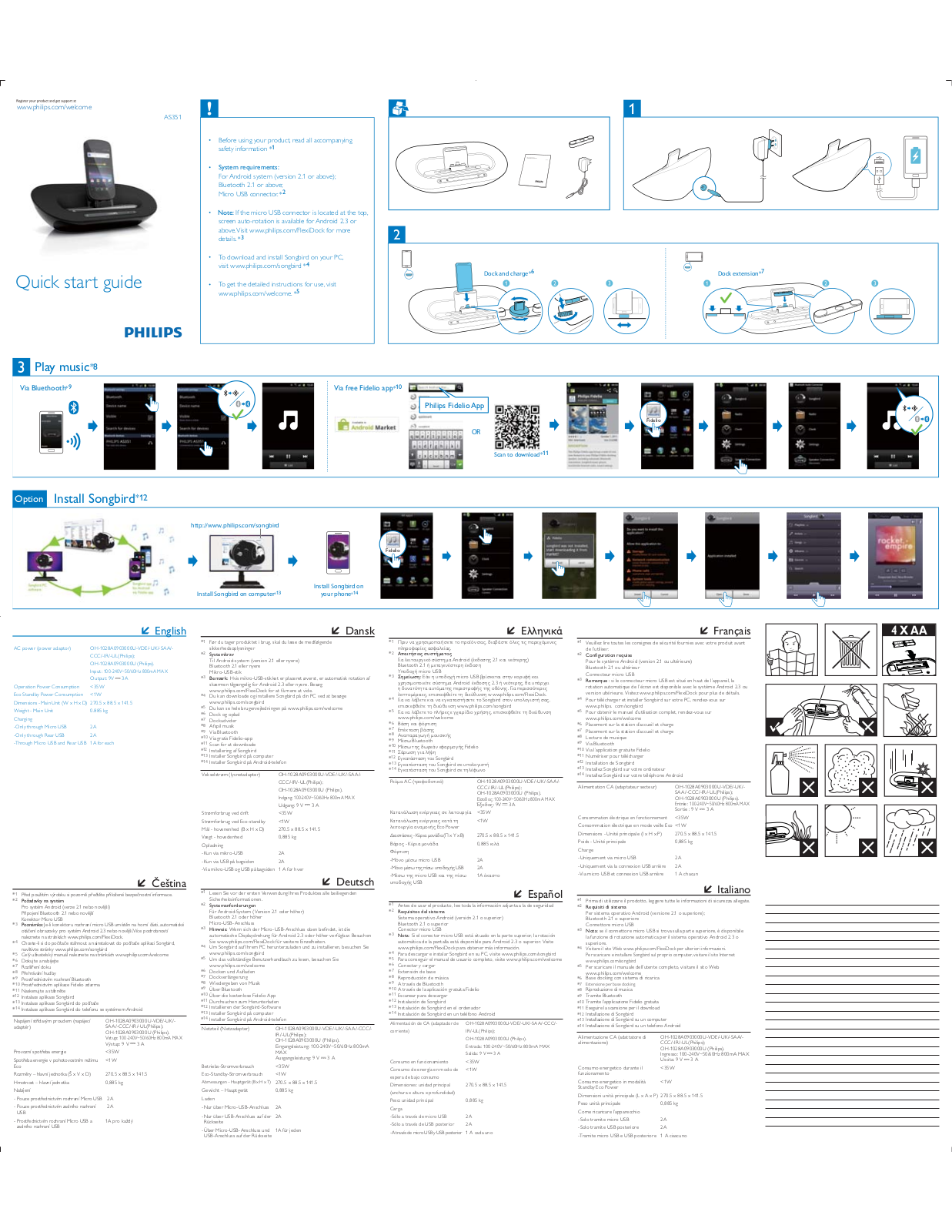 Philips AS351 QUICK START GUIDE