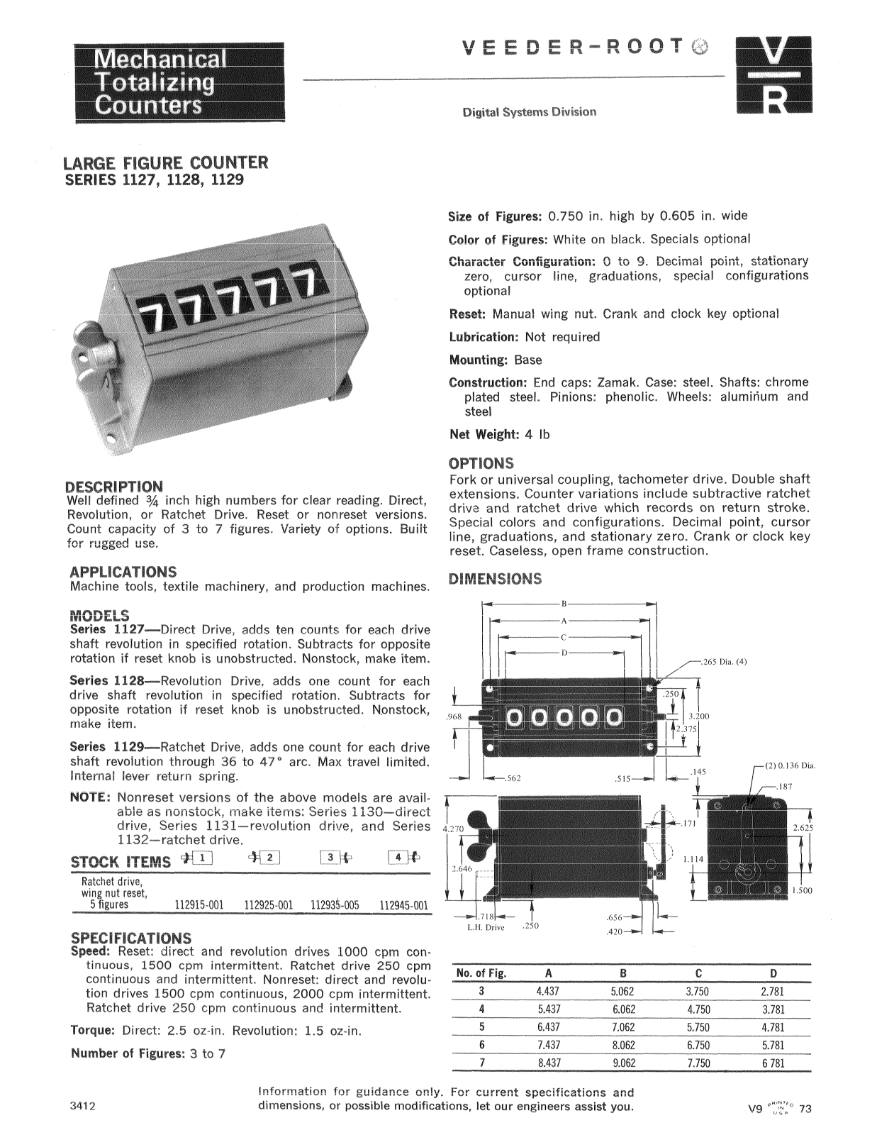 Veeder Root 1127, 1128, 1129 Catalog Page