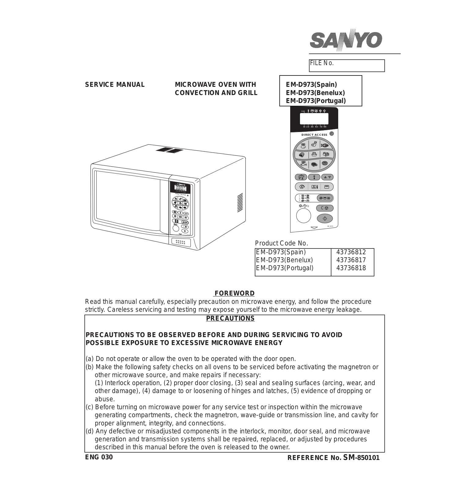 Sanyo EM-D973 Service Manual