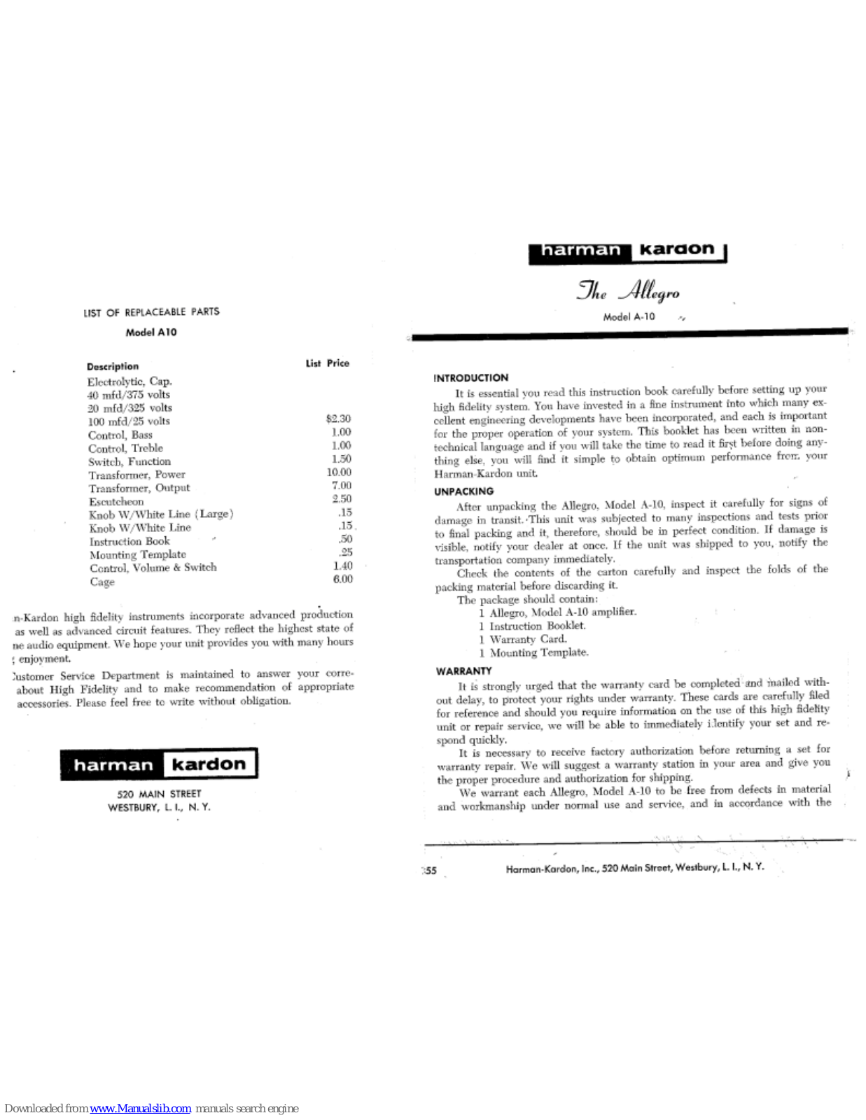 Harman Kardon A10 Schematics