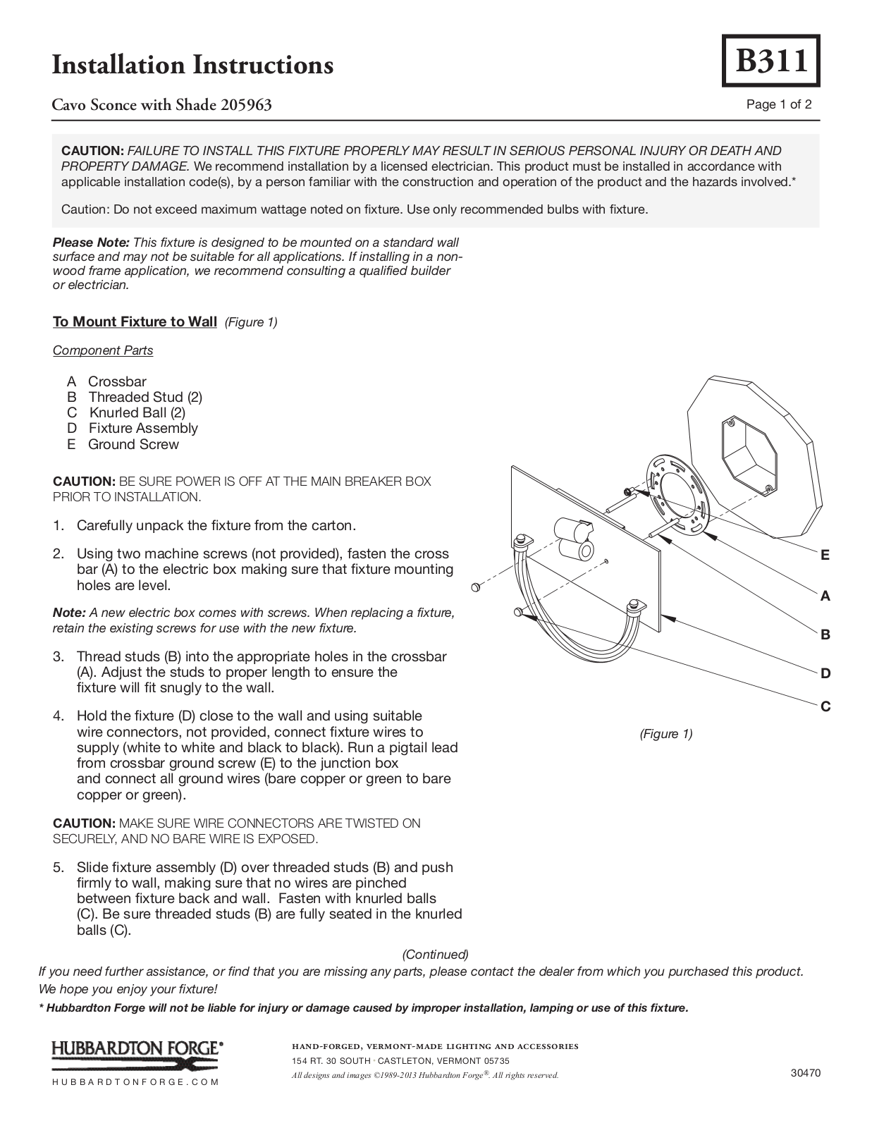 Hubbardton Forge 205963 User Manual