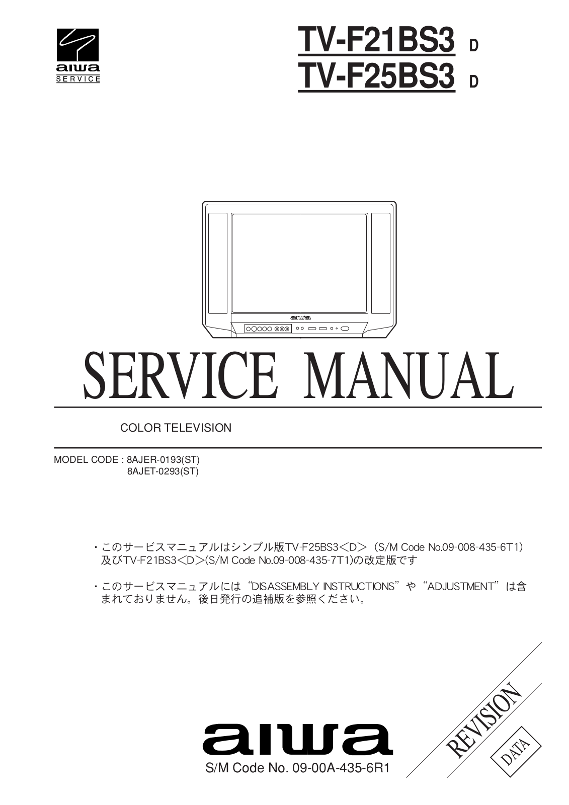 Aiwa tv f21bs3, tv f25bs3 schematic