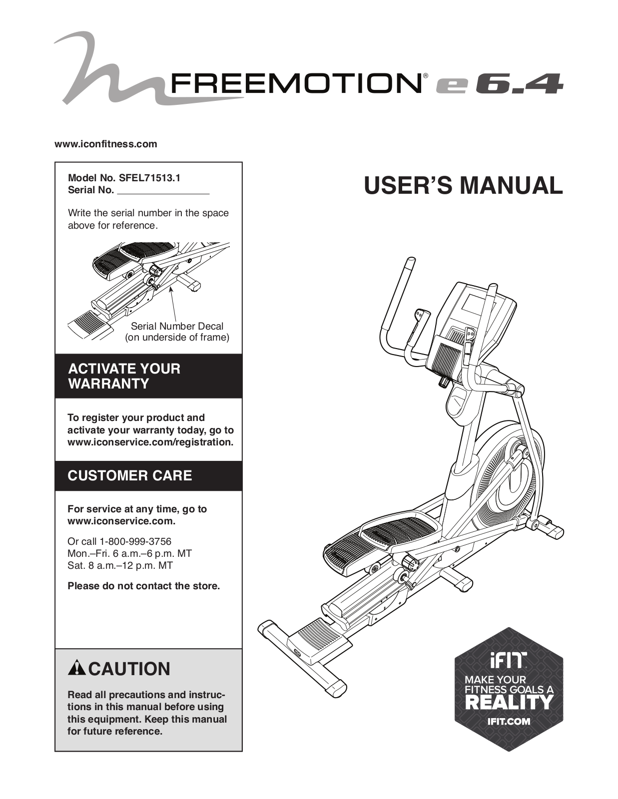 FreeMotion SFEL715131 Owner's Manual