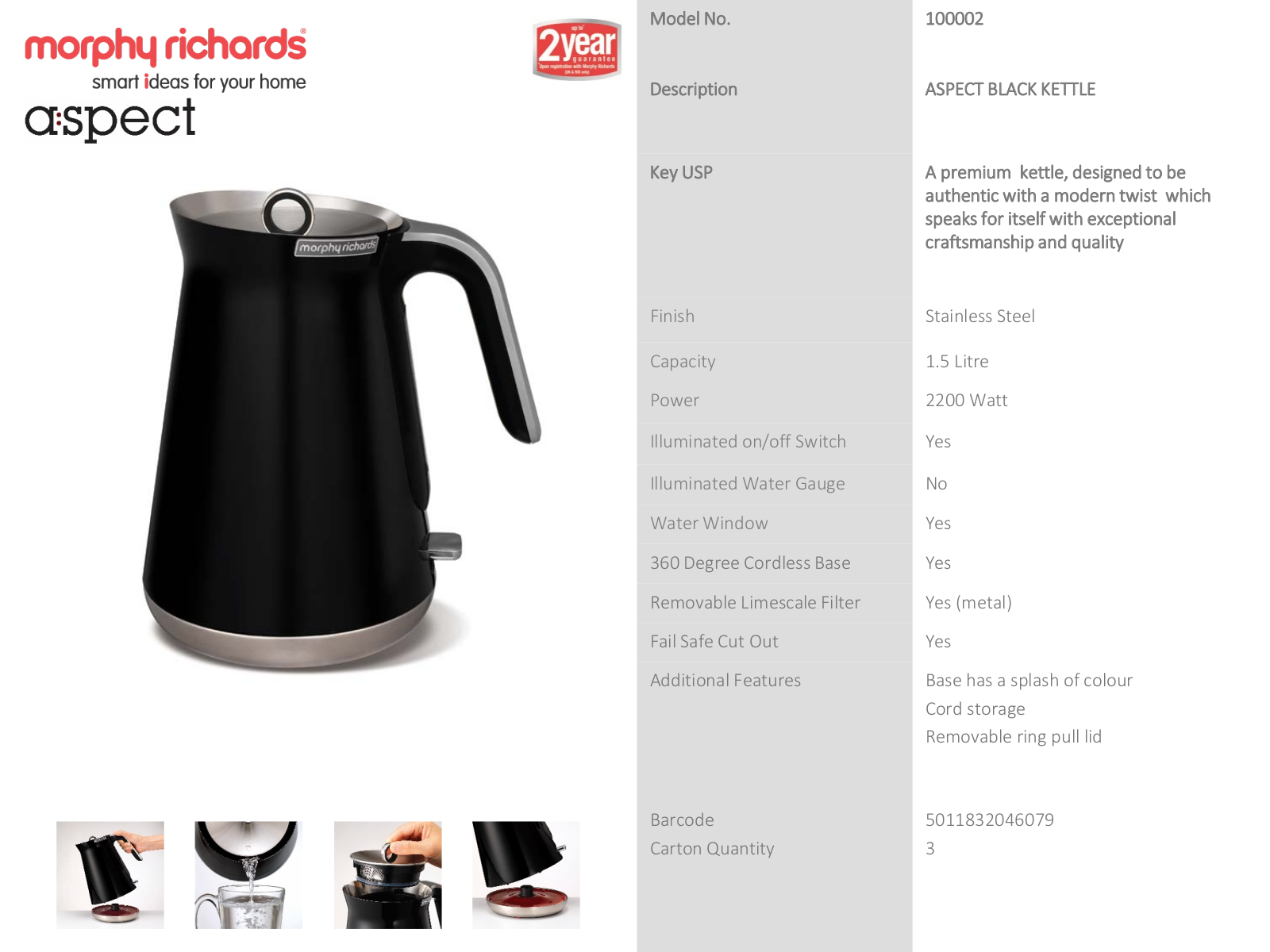 Morphy Richards 100014 Product Sheet