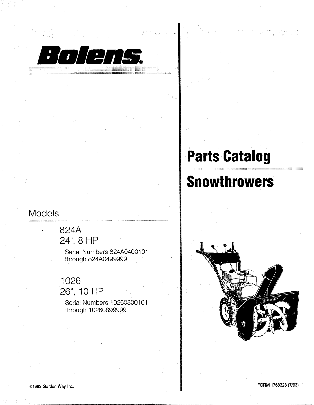 Mtd 1026, 824a owners guide