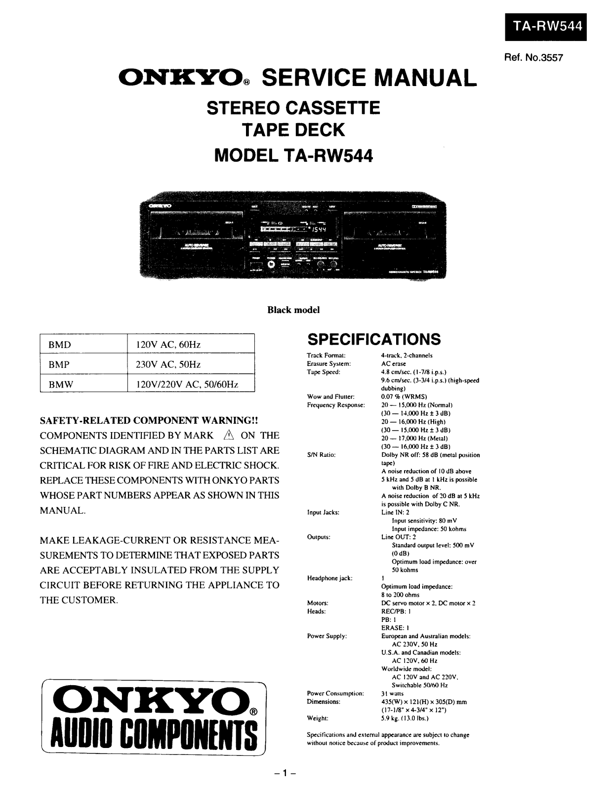 Onkyo TARW-544 Service manual