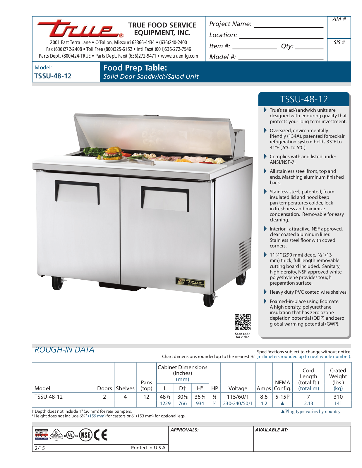 True TSSU-48-12 User Manual