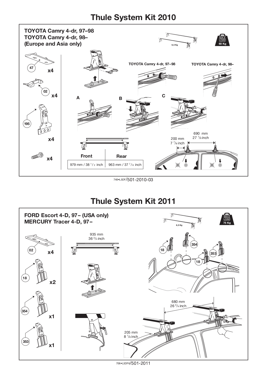 Thule 2011, 2010 User Manual