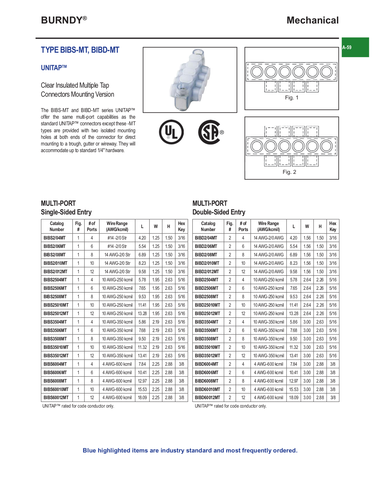 Burndy BIBD-MT, BIBS-MT Catalog Page