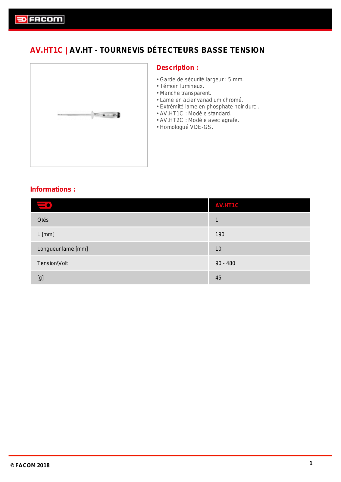 Facom AV.HT1CPB Specification - ManualMachine.com