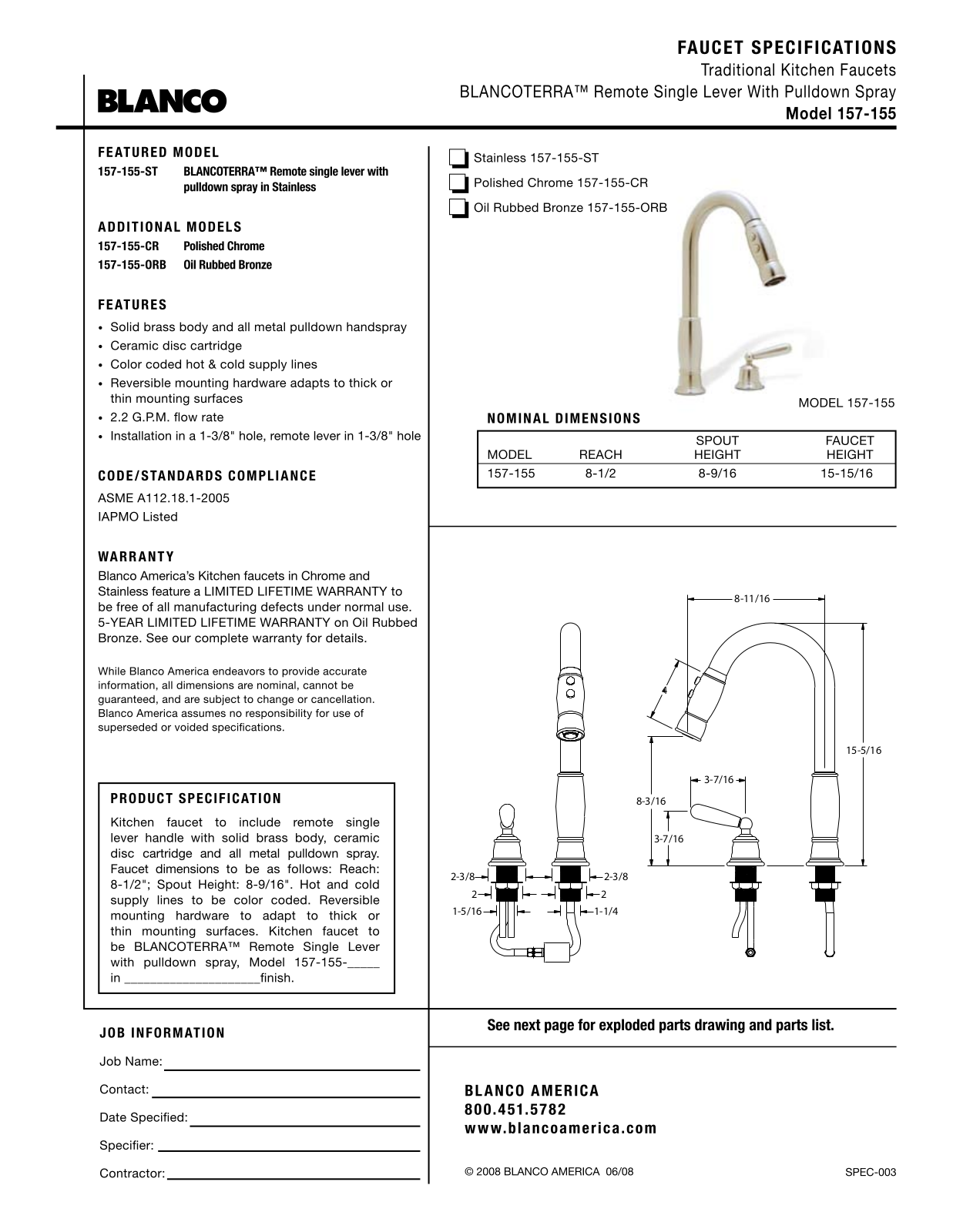 Blanco 157-155 User Manual