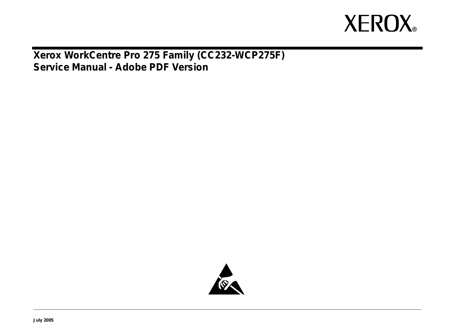 Xerox WorkCentre Pro 275 Service Manual