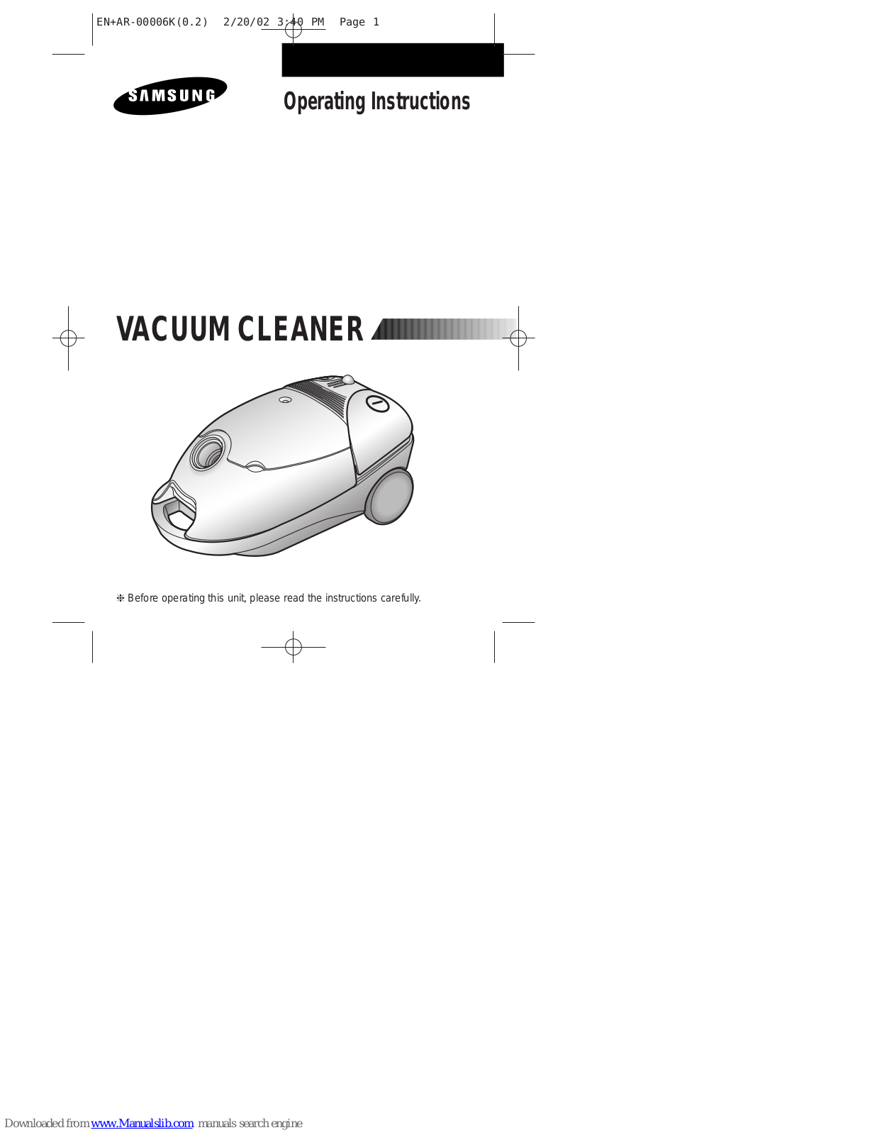 Samsung VC-7425VN, VC-7426V, VC-7426VN Operating Instructions Manual