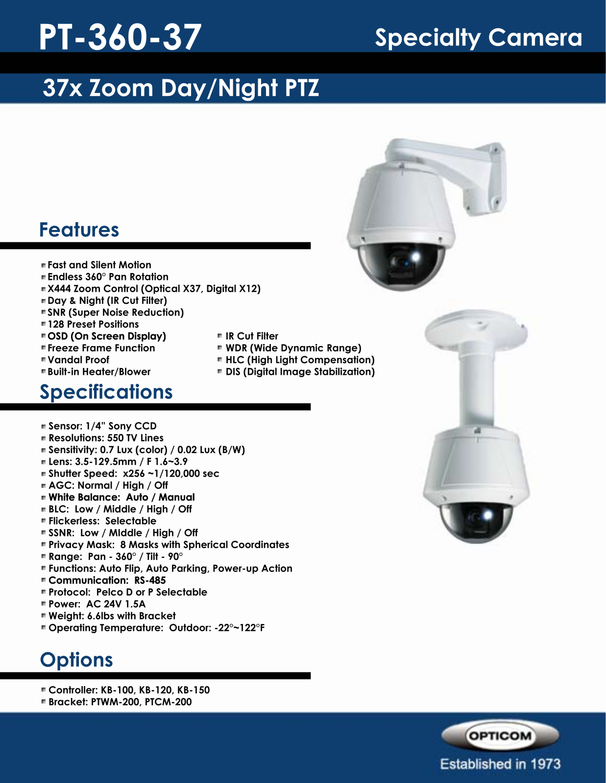 Opticom PT-360-37 SPECIFICATION DATA - ManualMachine.com