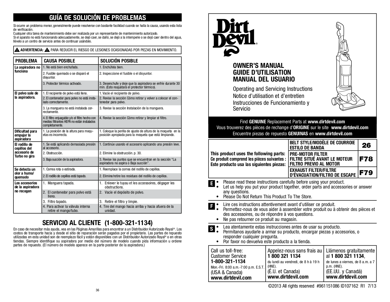 Dirt Devil UD70250B User Manual