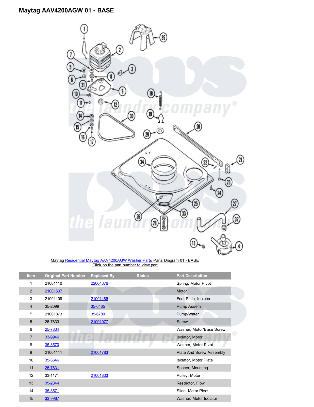 Maytag AAV4200AGW Parts Diagram