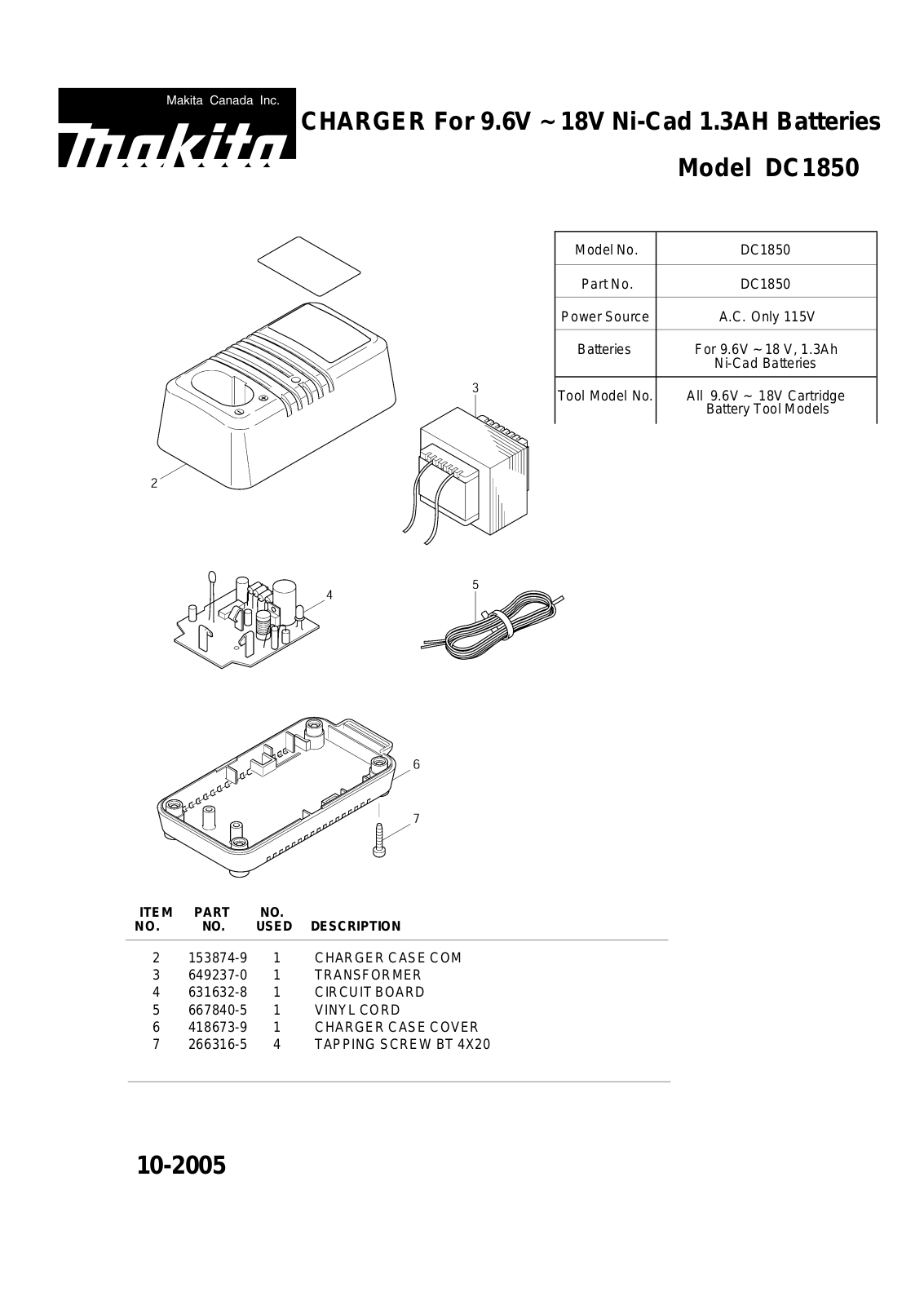 Makita DC1850 User Manual