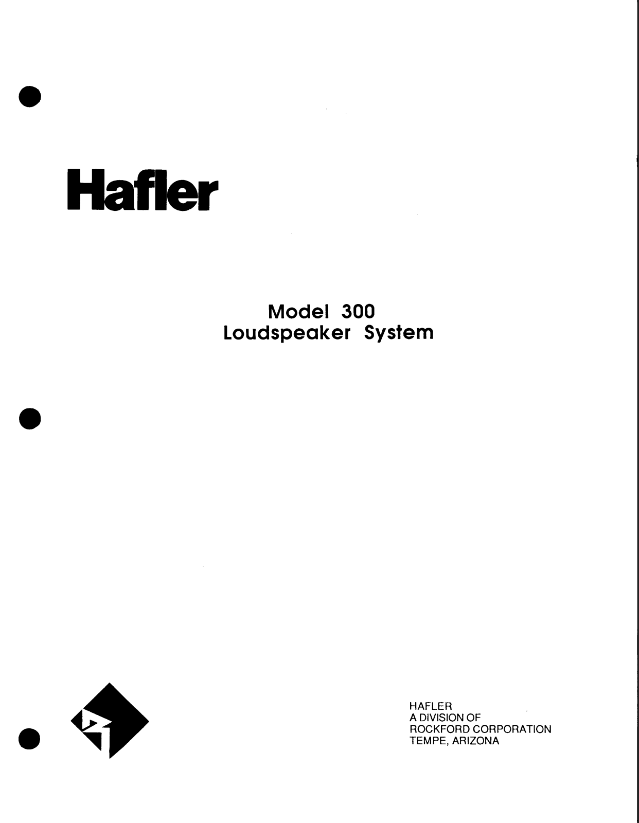 Hafler Model 300 Owner's Manual