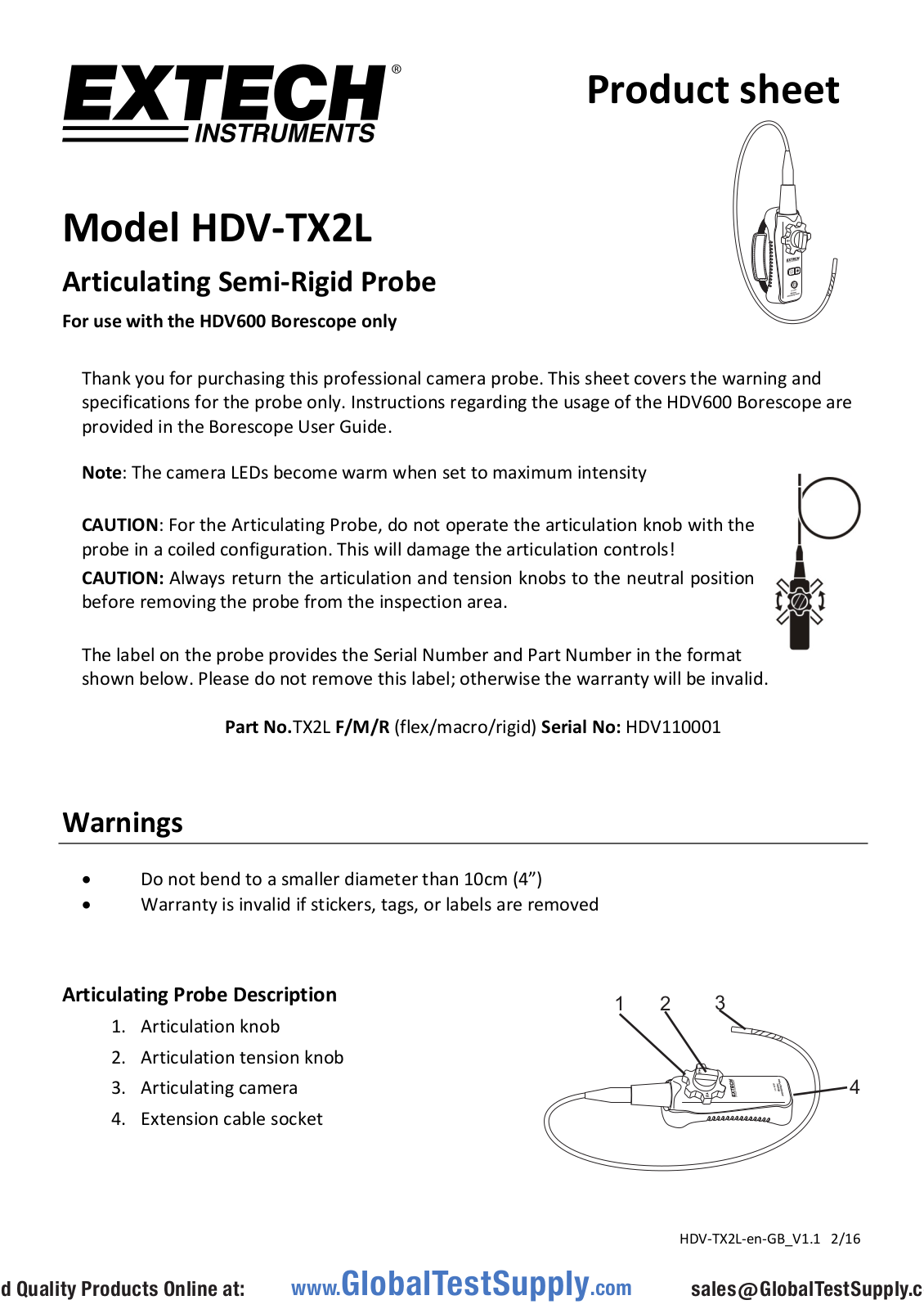 Extech Instruments HDV-TX2L User manual - ManualMachine.com