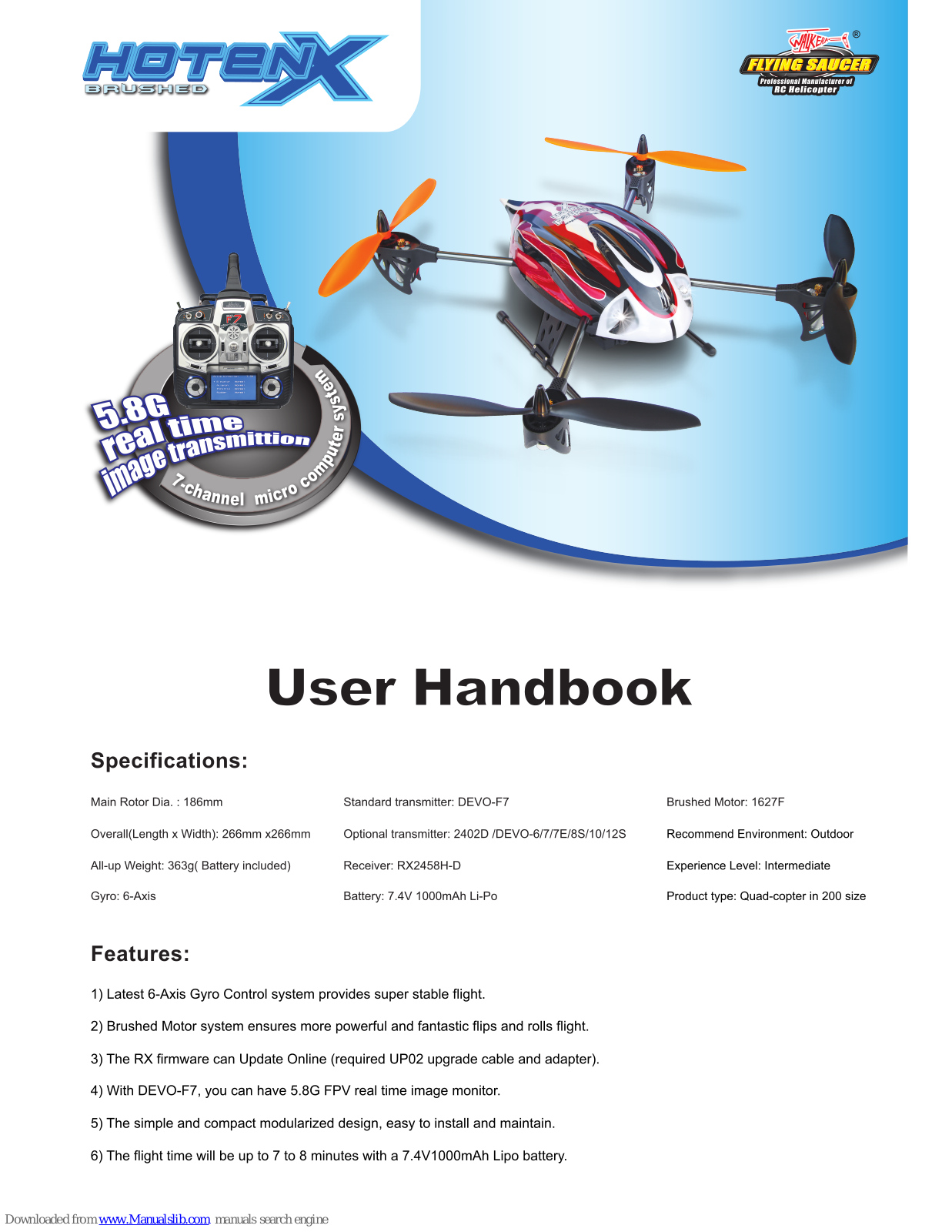 Walkera Brushed Hoten X User Handbook Manual