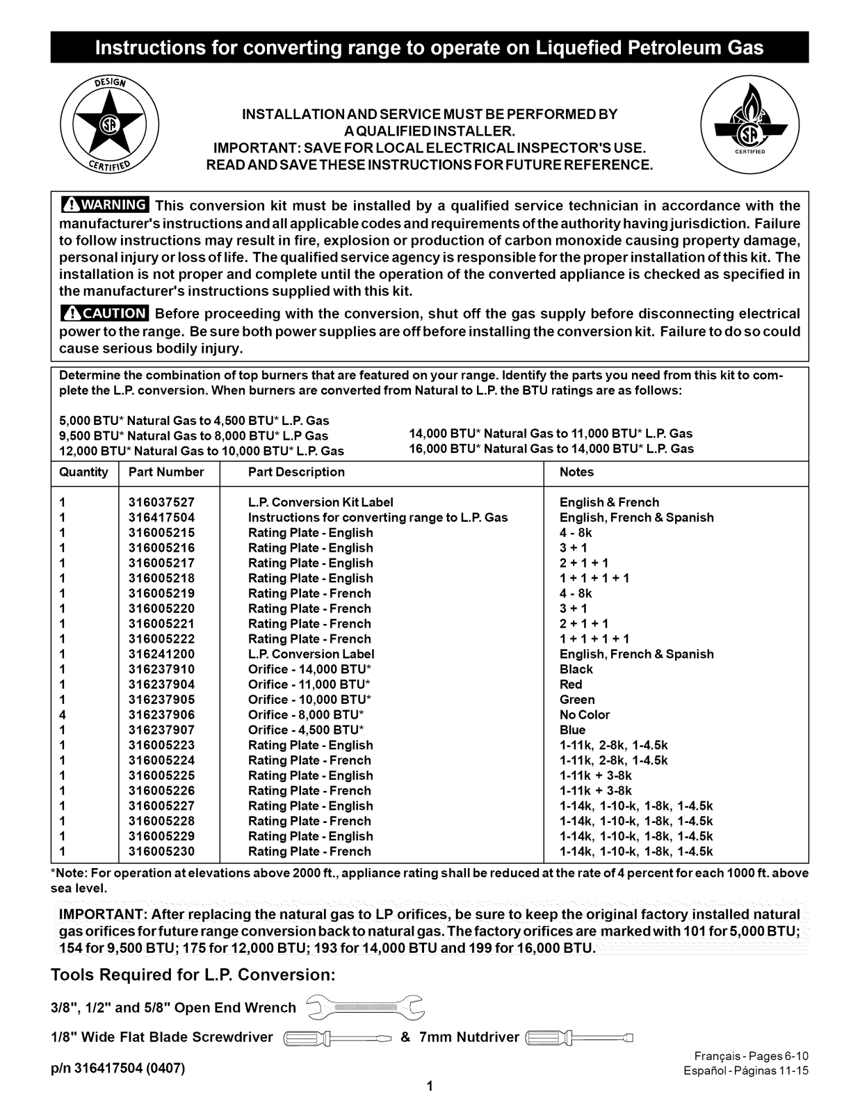 Frigidaire CRG3140GBBA, CRG3140GBBB, CRG3140GBBC, CRG3140GBBD, CRG3140GBBE Installation Guide - ManualMachine.com