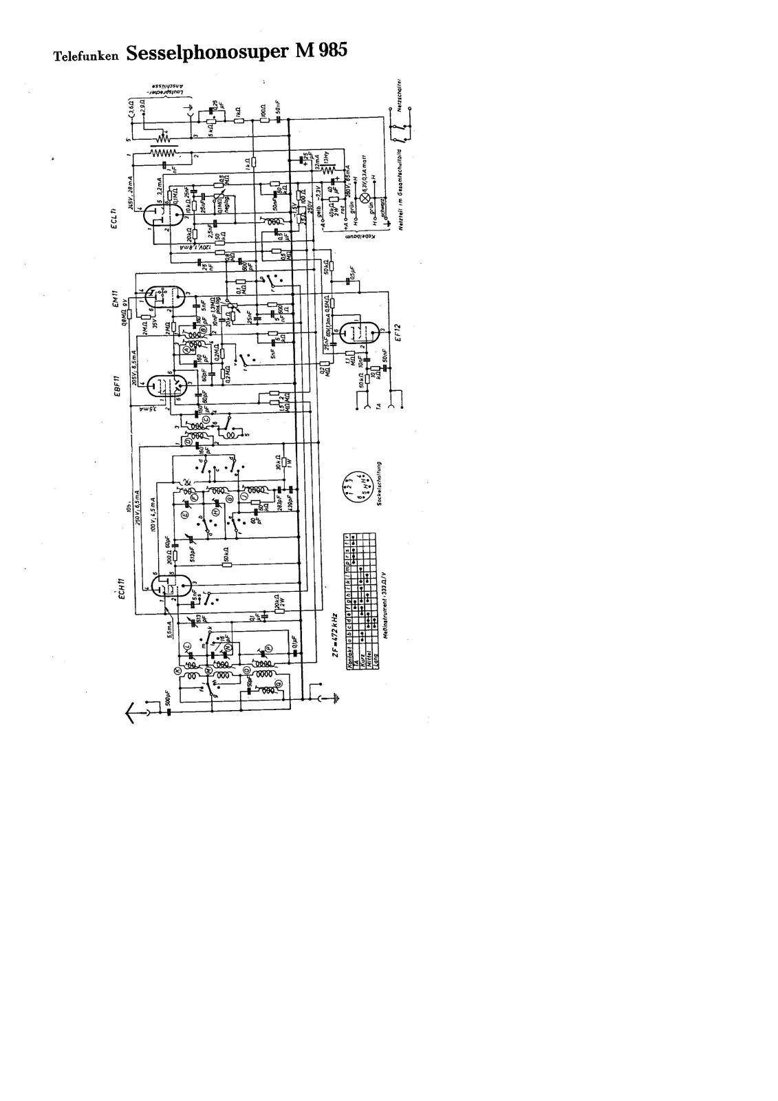 Telefunken M-985 Schematic