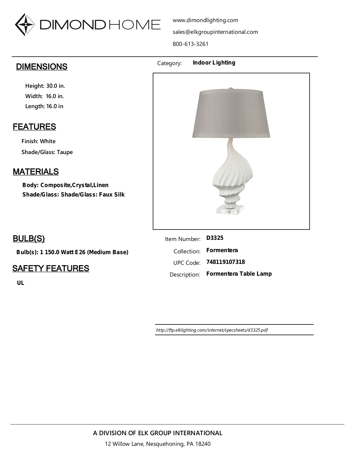 ELK Home D3325 User Manual