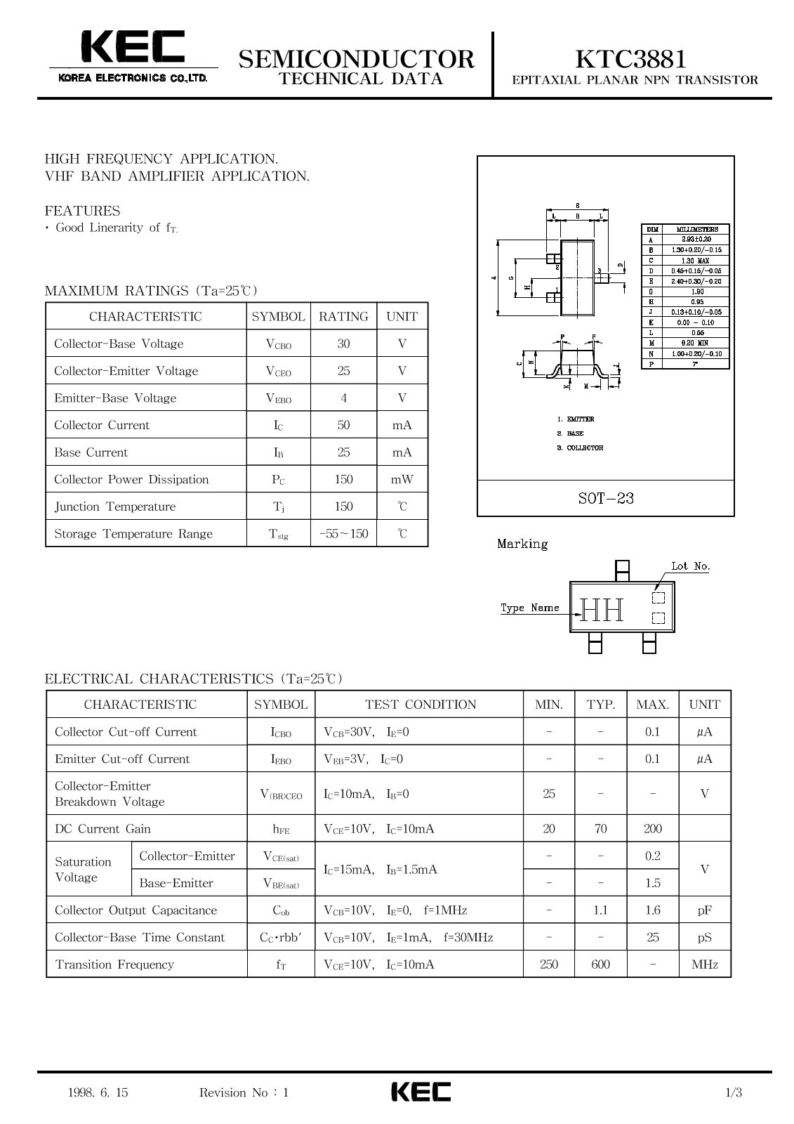 KEC KTC3881 Datasheet