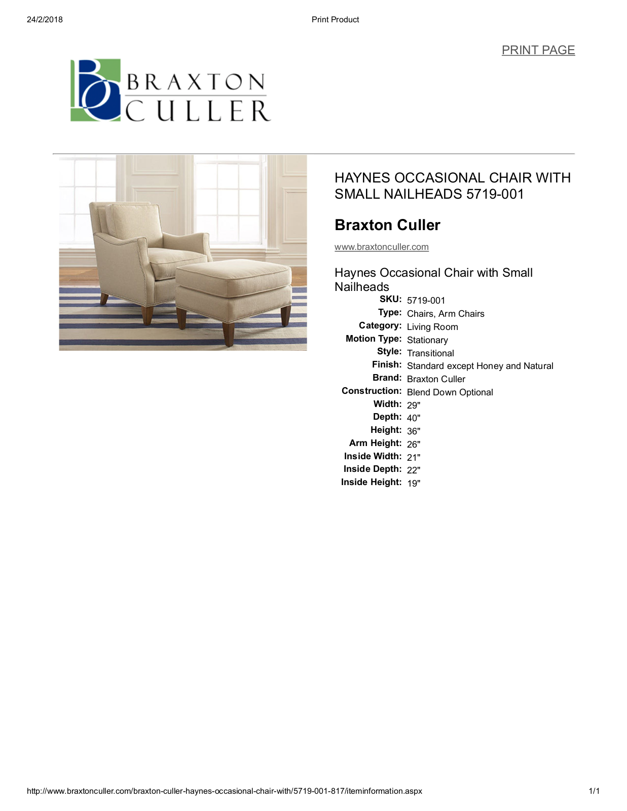 Braxton Culler BXCL1625 Specifications - ManualMachine.com