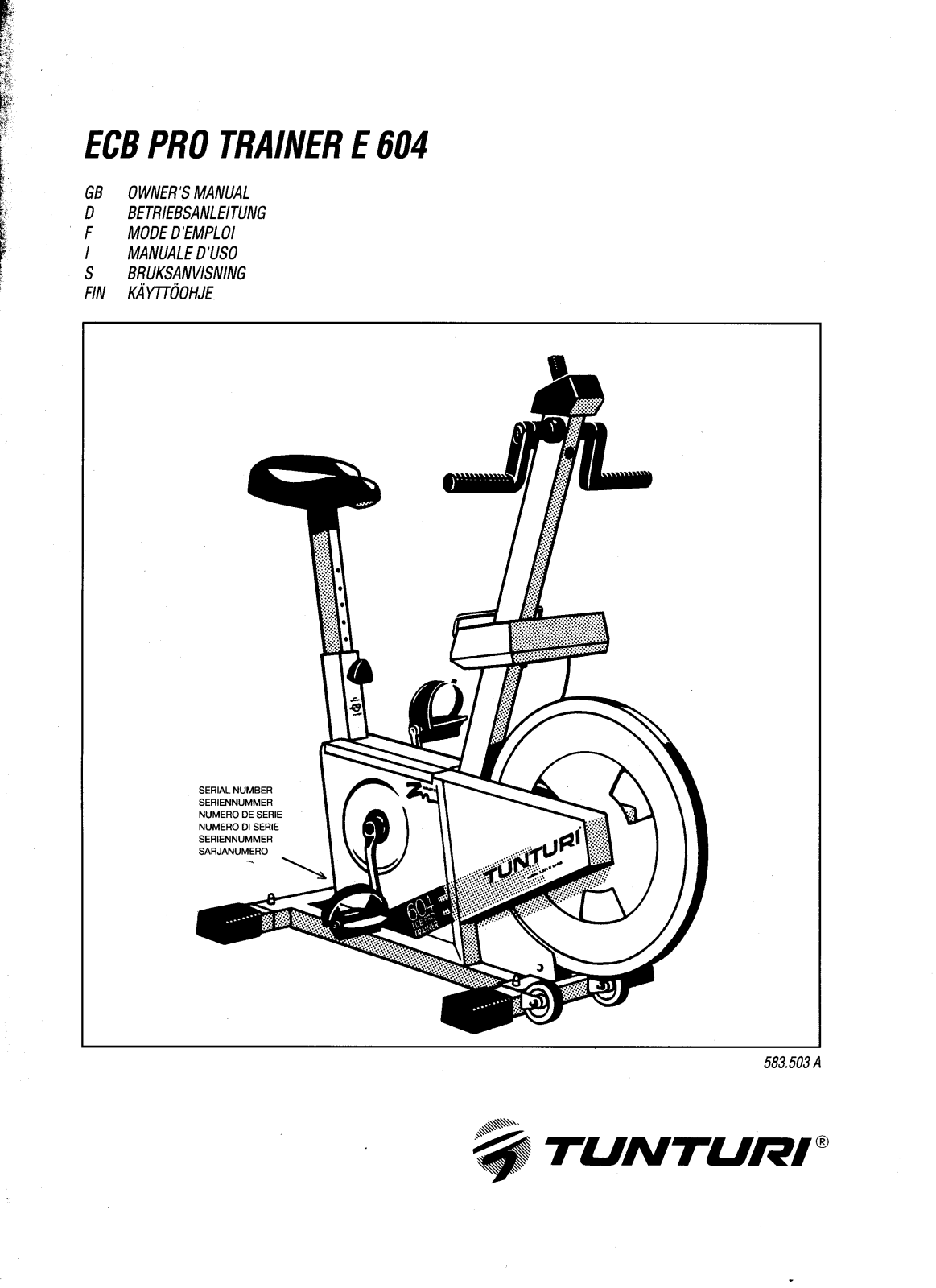 Tunturi E 604 User Manual