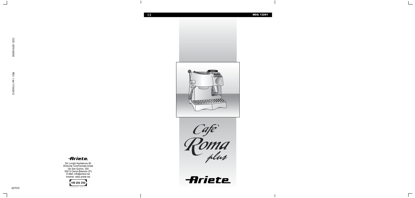 Ariete 1329 User Manual