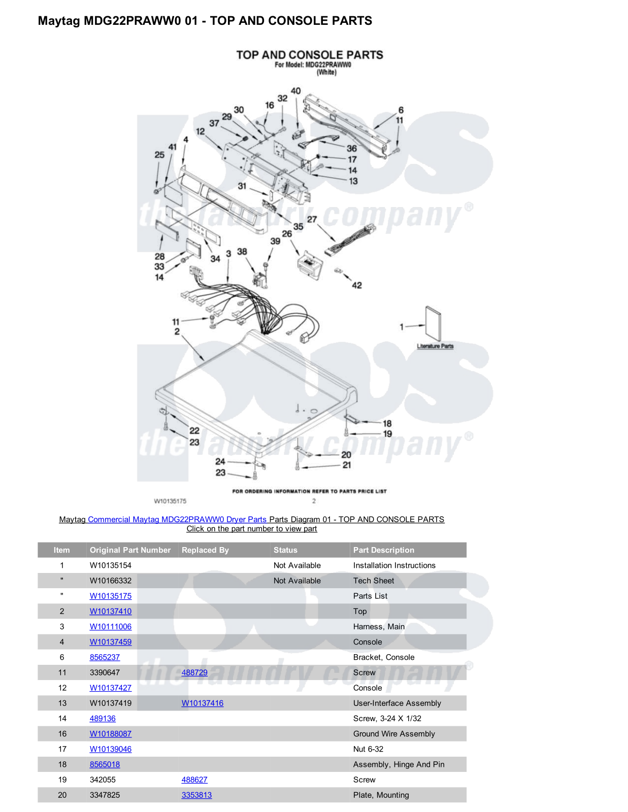 Maytag MDG22PRAWW0 Parts Diagram