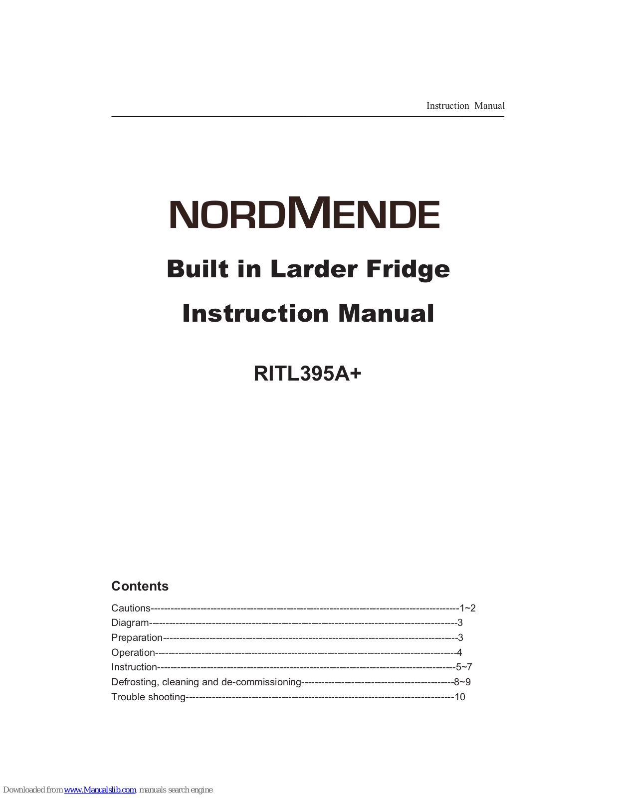 Nordmende RITL395A+ Instruction Manual