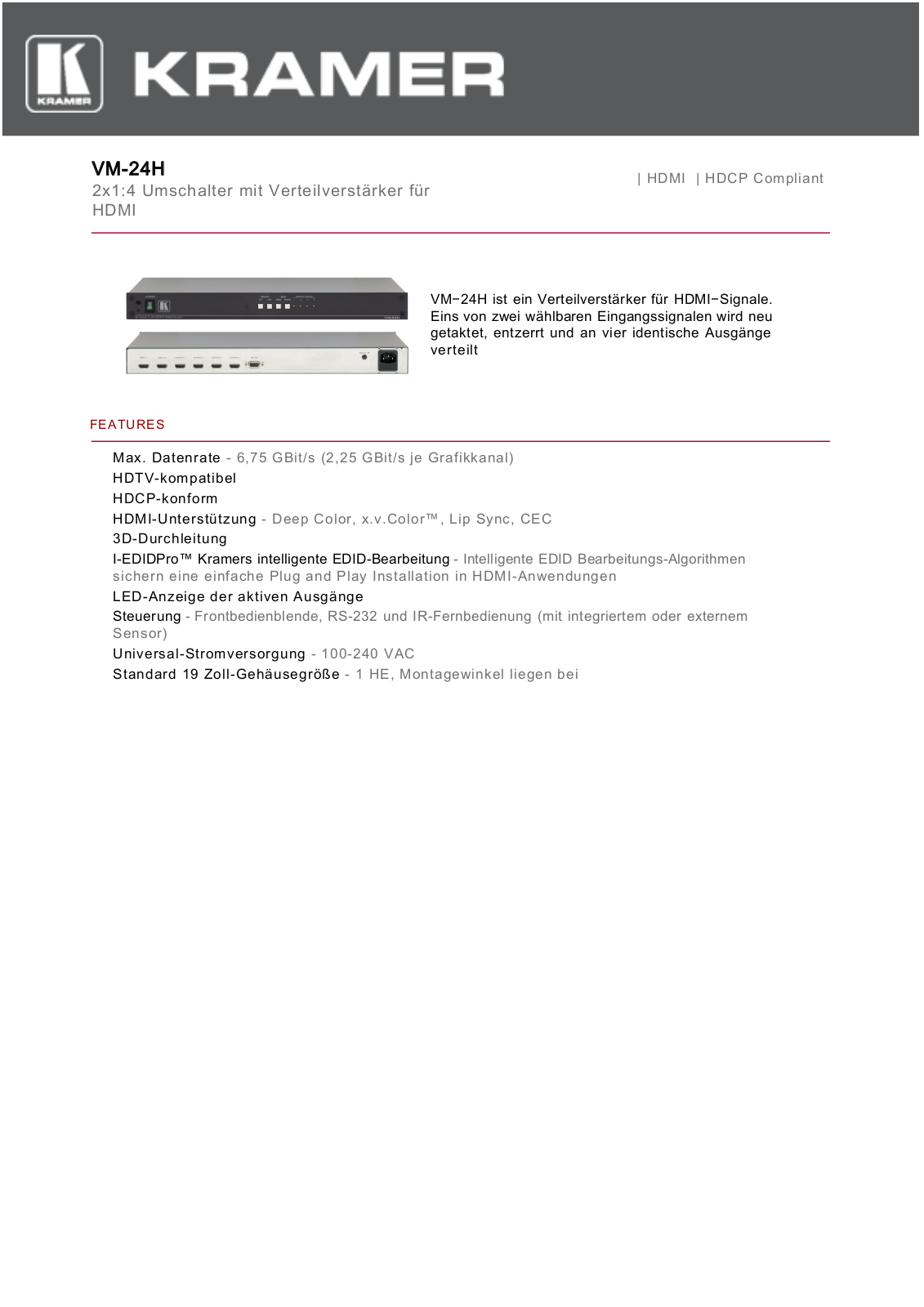 Kramer VM-24H User Manual