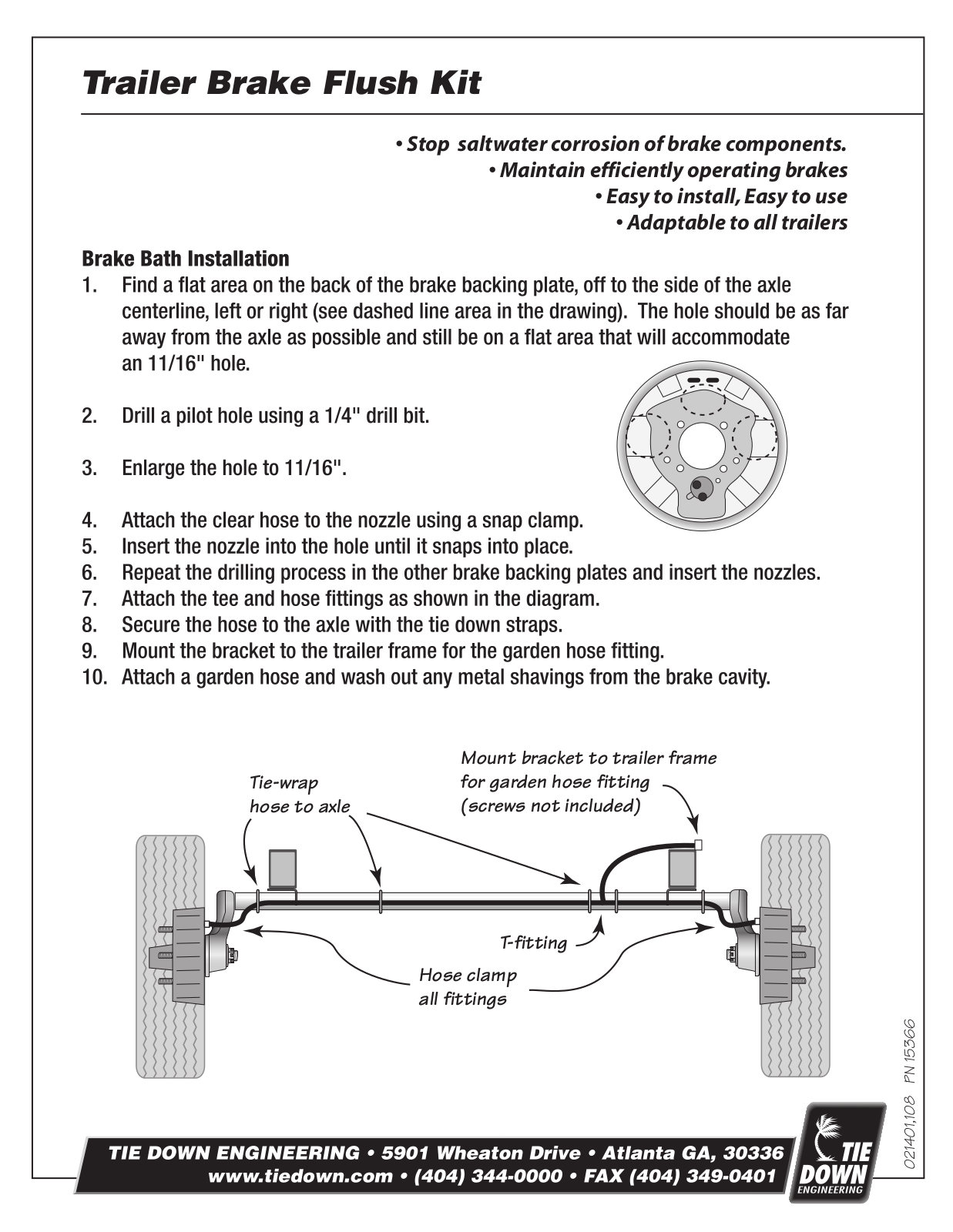 Tie Down Trailer Brake Flush Kit User Manual